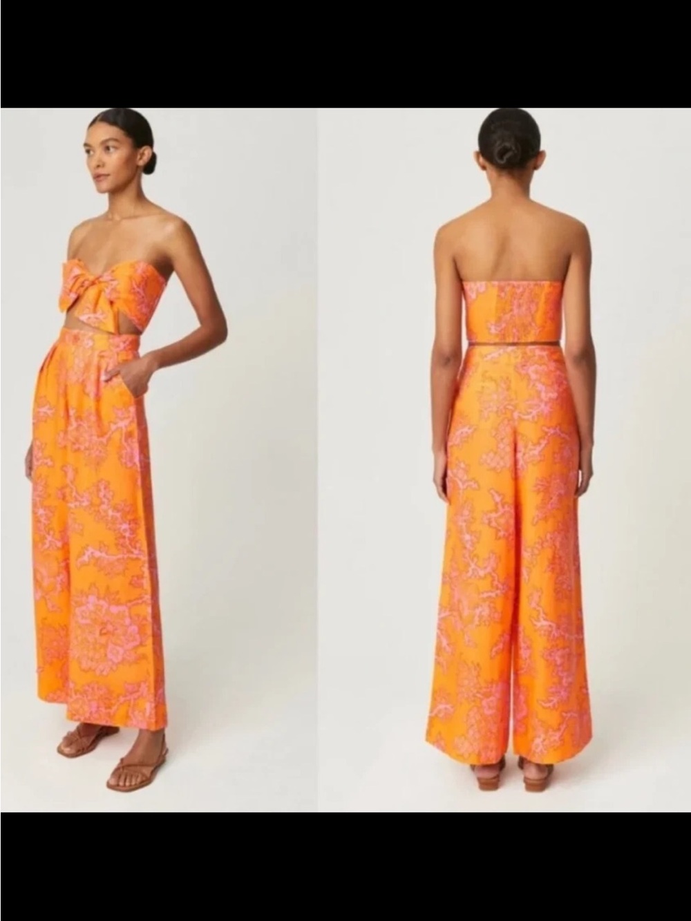 Caroline Constas Linen Two-Piece Pant Set
Orange Floral Size XS